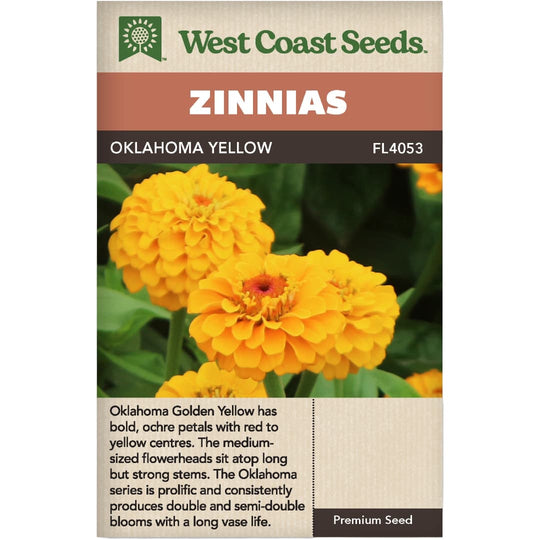 Zinnia Oklahoma Yellow - West Coast Seeds