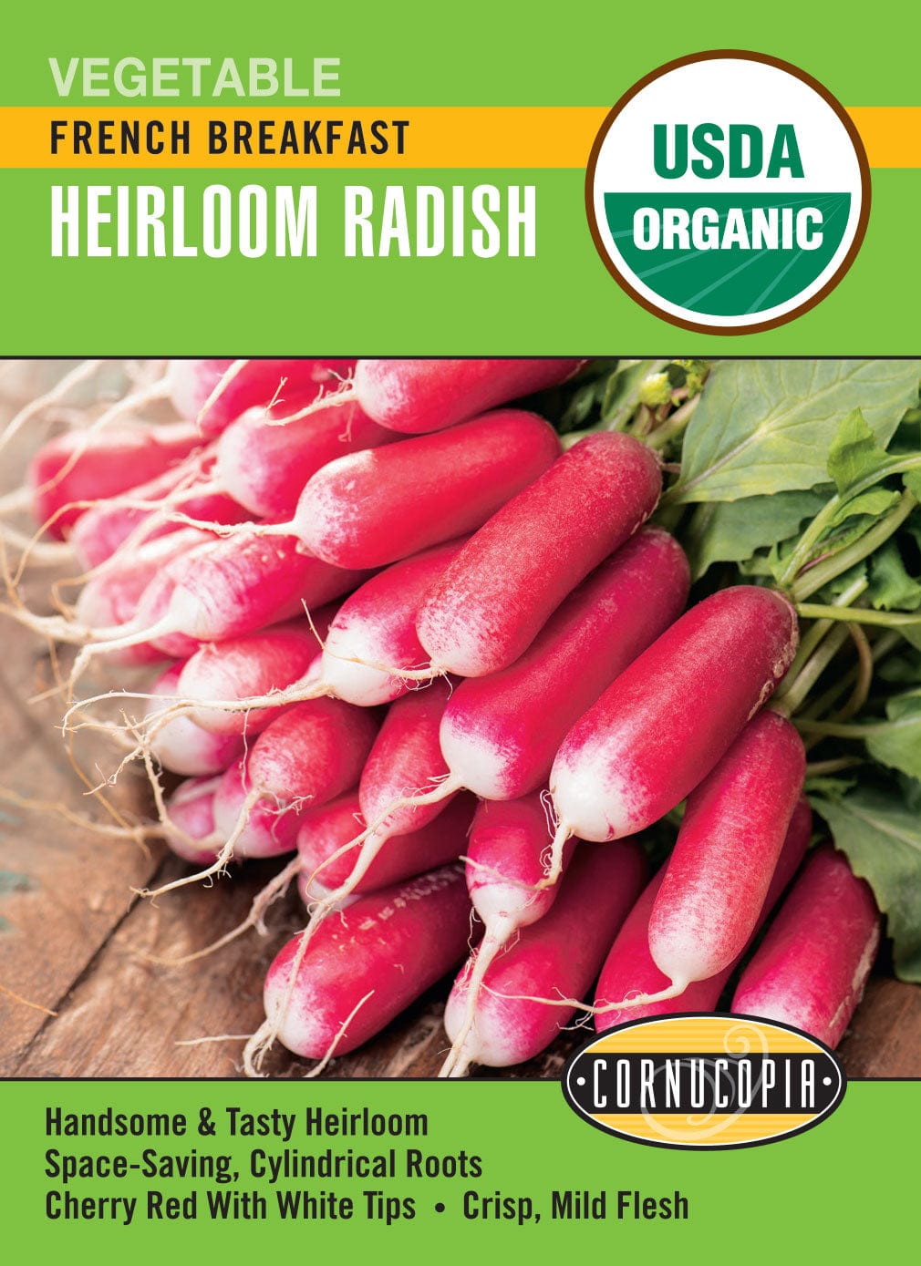 Organic Radish French Breakfast - Cornucopia Seeds