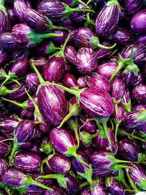 Purple and white striped eggplants