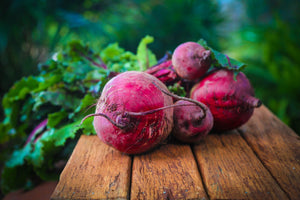 Red beets on a table