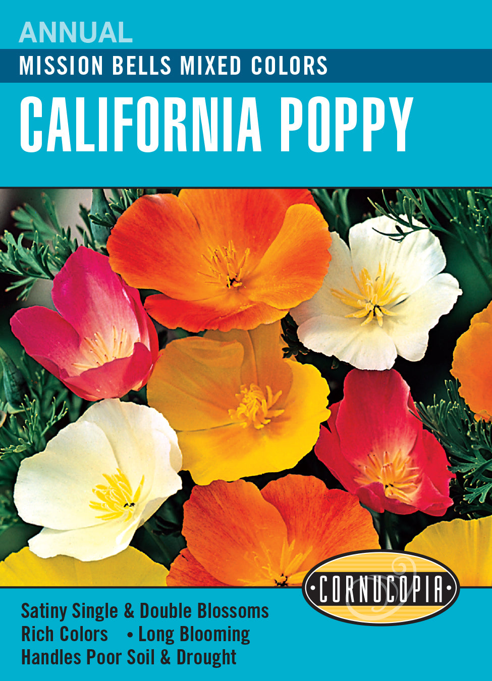 California Poppy Mission Bells Mix - Cornucopia Seeds