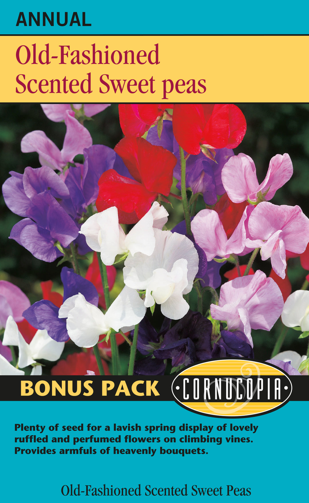 Sweet Pea Old Fashioned BONUS PACK- Cornucopia Seeds