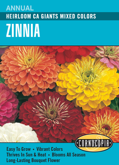 Zinnia California Giants Mixed Colours - Cornucopia Seeds