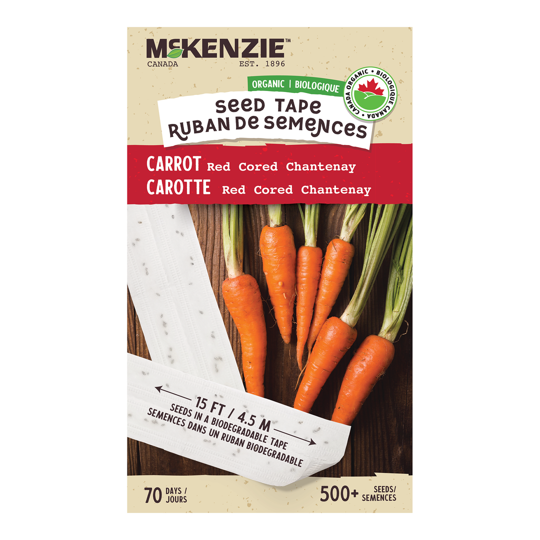 Organic Carrot Red Cored Chantenay, Seed Tape - McKenzie Seeds