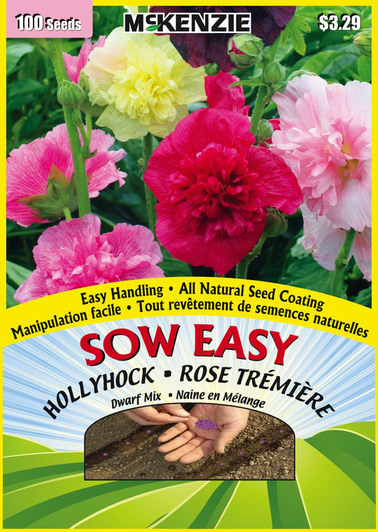 Hollyhock Dwarf Mix, Sow Easy - McKenzie Seeds