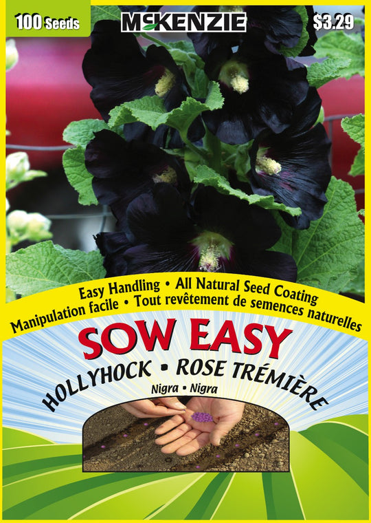 Hollyhock Nigra, Sow Easy - McKenzie Seeds