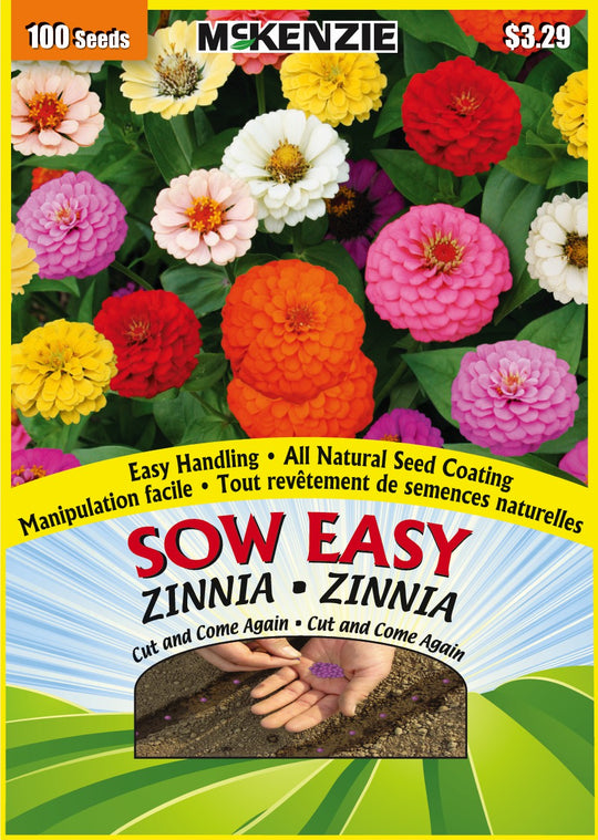 Zinnia Cut and Come Again, Sow Easy - McKenzie Seeds