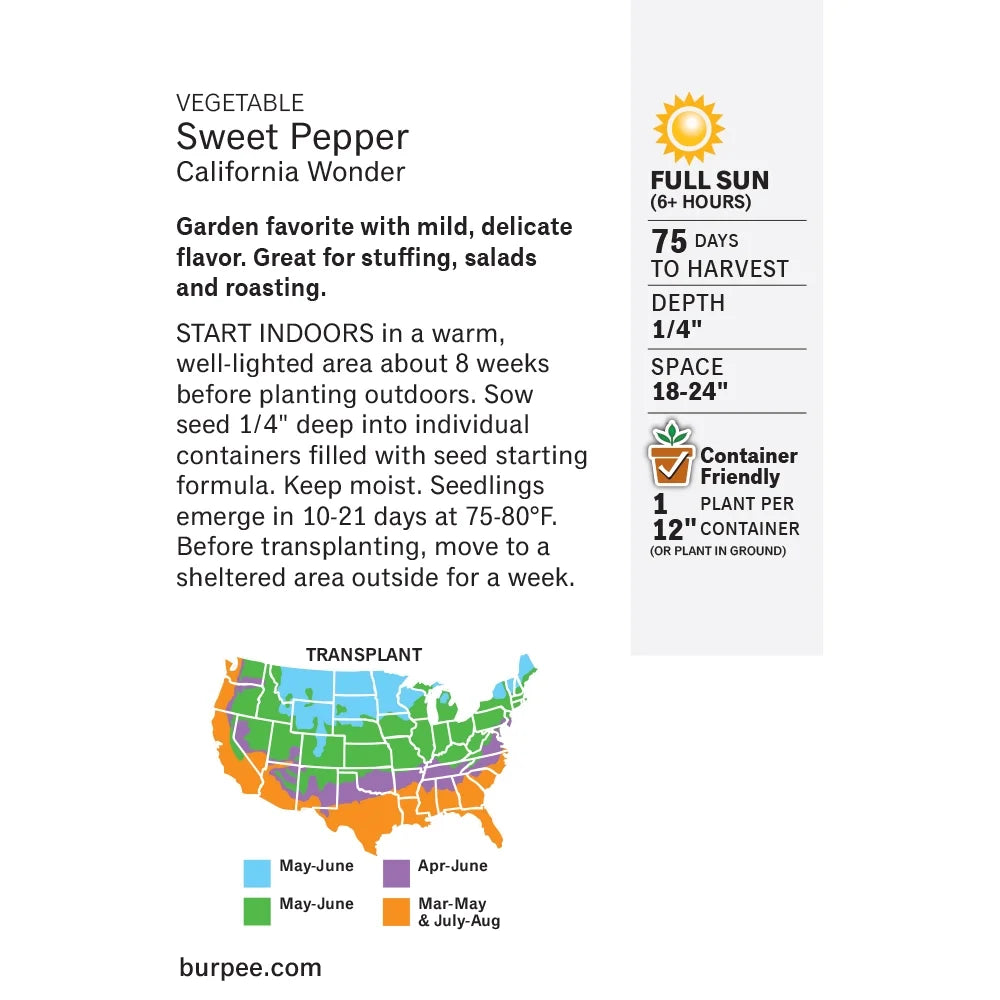 Pepper California Wonder - Burpee Seeds