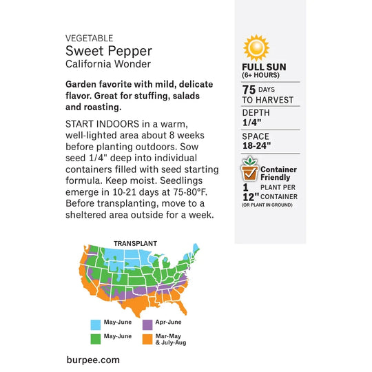 Pepper California Wonder - Burpee Seeds