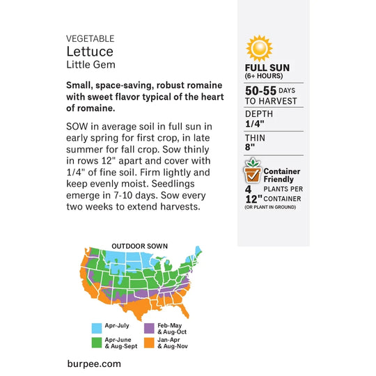 Lettuce Little Gem - Burpee Seeds