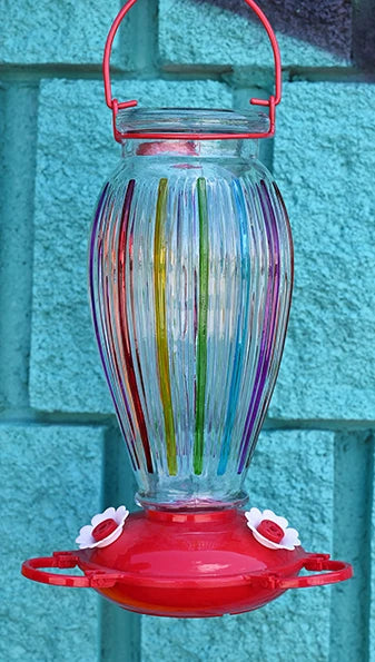 Coloured Stripes Glass Hummingbird Feeder - Pinebush Home & Garden