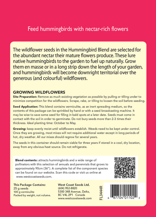 Hummingbird Blend Sprinkle Bag - West Coast Seeds