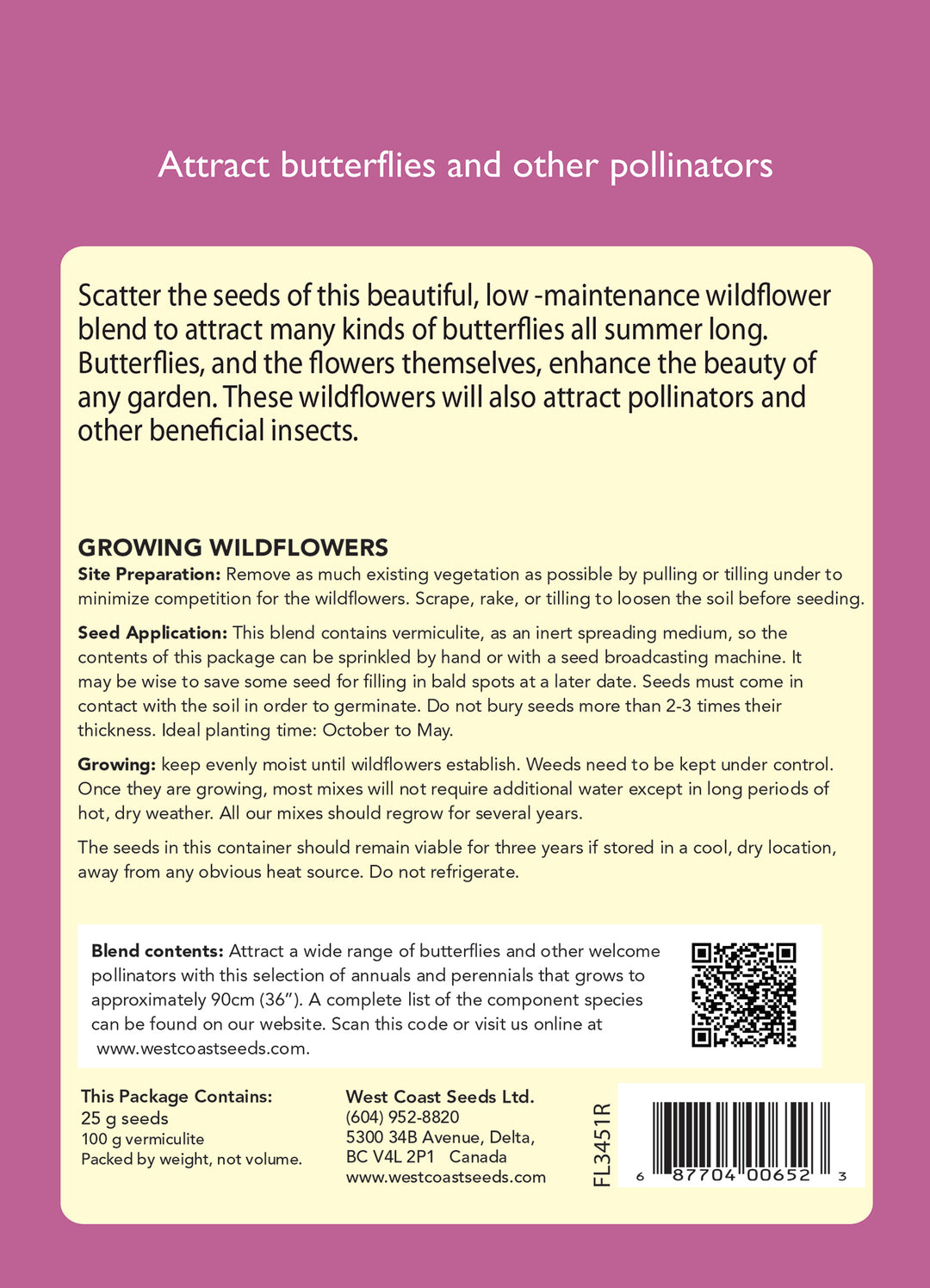 Wildflowers Butterfly Garden Blend Sprinkle Bag - West Coast Seeds