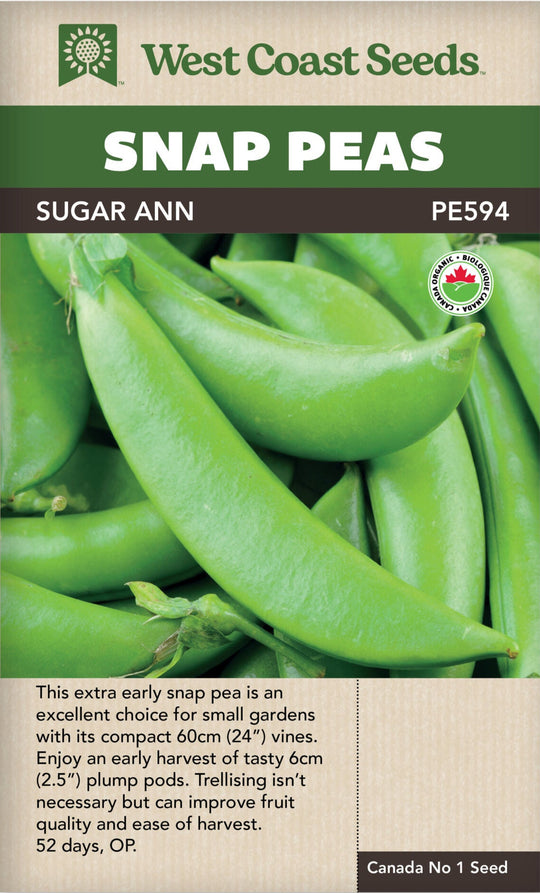 Organic Pea Snap Sugar Ann - West Coast Seeds