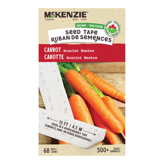 Organic Carrot Scarlet Nantes, Seed Tape - McKenzie Seeds