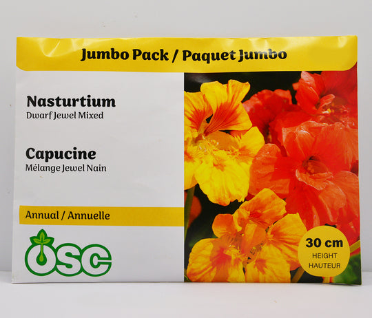 Nasturtium Dwarf Jewel Mixed Jumbo - Ontario Seed Company