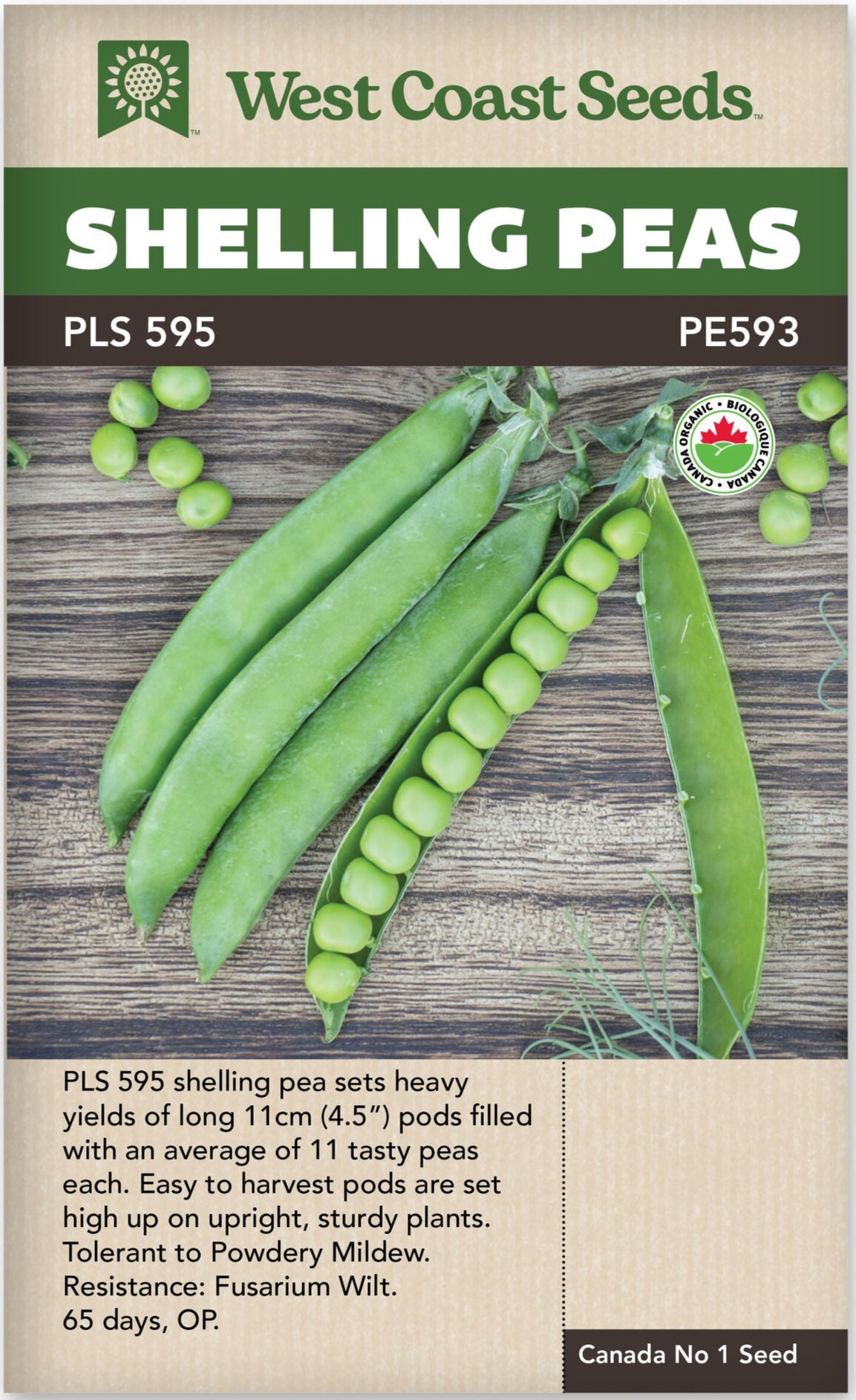 Organic Shelling Pea PLS 595 - West Coast Seeds