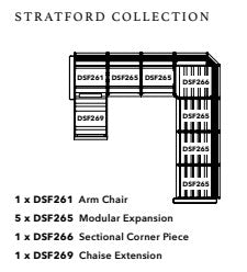 Stratford Collection U - Shape Sectional  with Chaise Extension