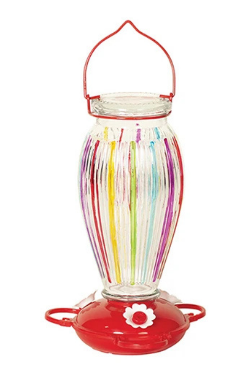 Coloured Stripes Glass Hummingbird Feeder - Pinebush Home & Garden