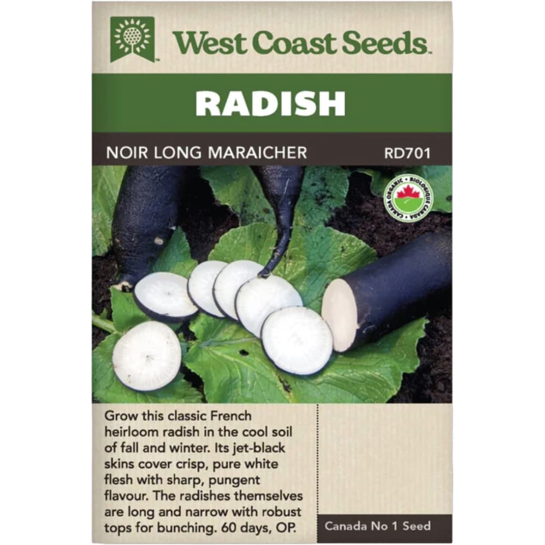 Organic Radish Noir Long Maraicher - West Coast Seeds