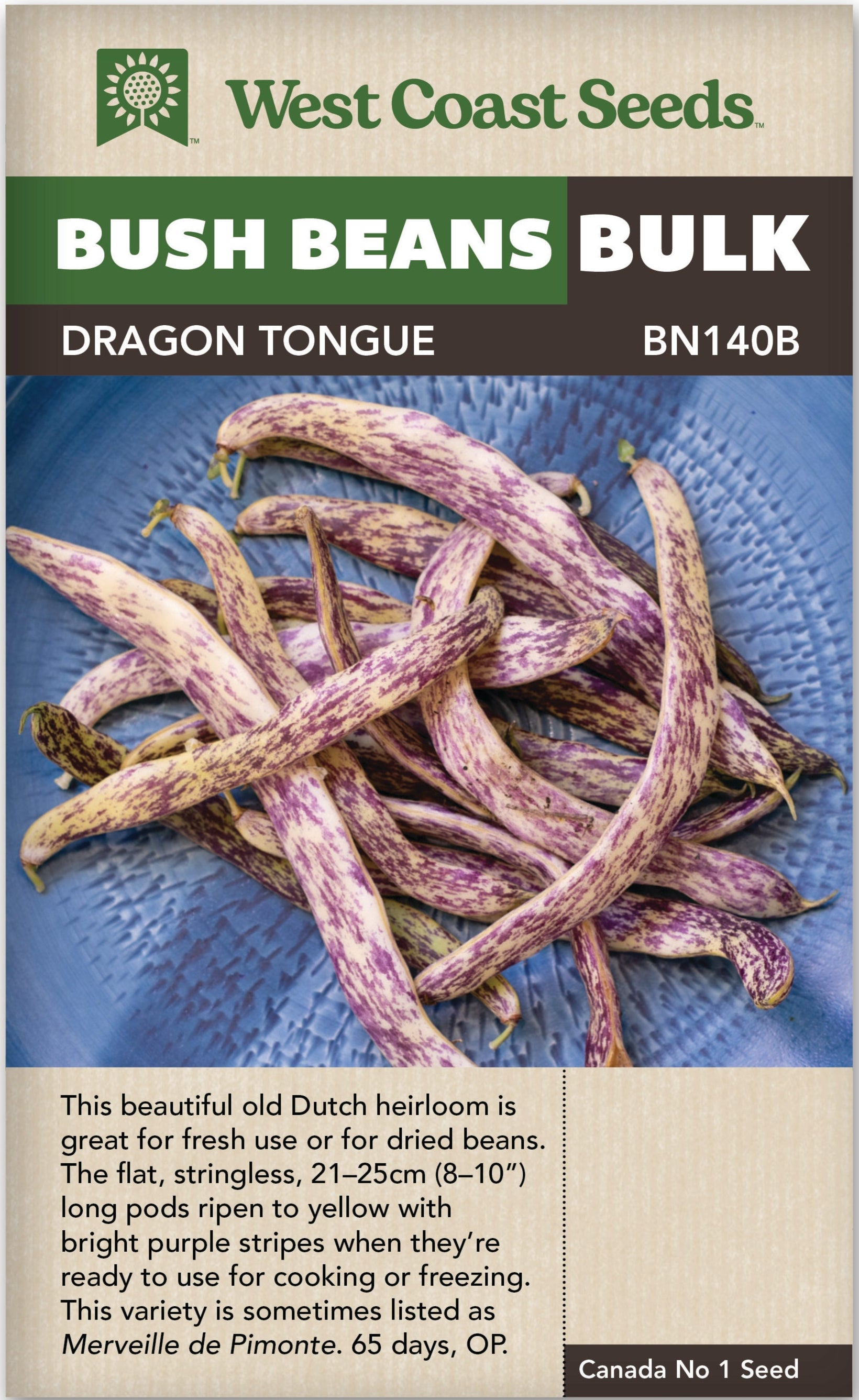 Bean Dragon Tongue Bush Bulk - West Coast Seeds