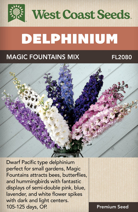 Delphinium Magic Fountains Mix - West Coast Seeds