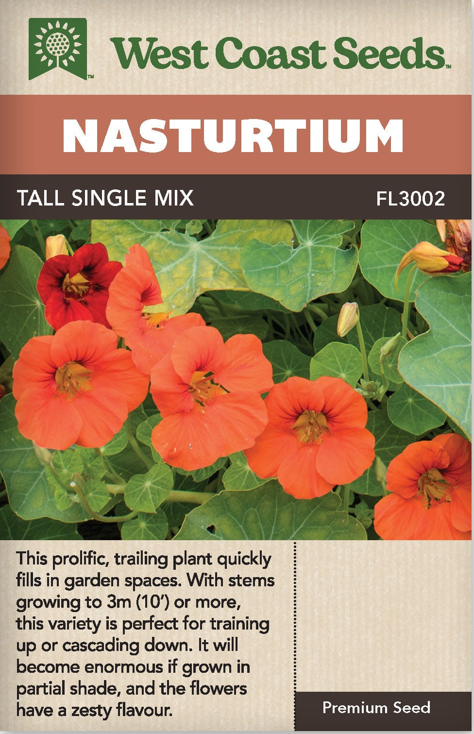 Nasturtium Tall Single Mix - West Coast Seeds