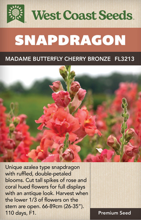 Snapdragon Madame Butterfly Cherry Bronze - West Coast Seeds