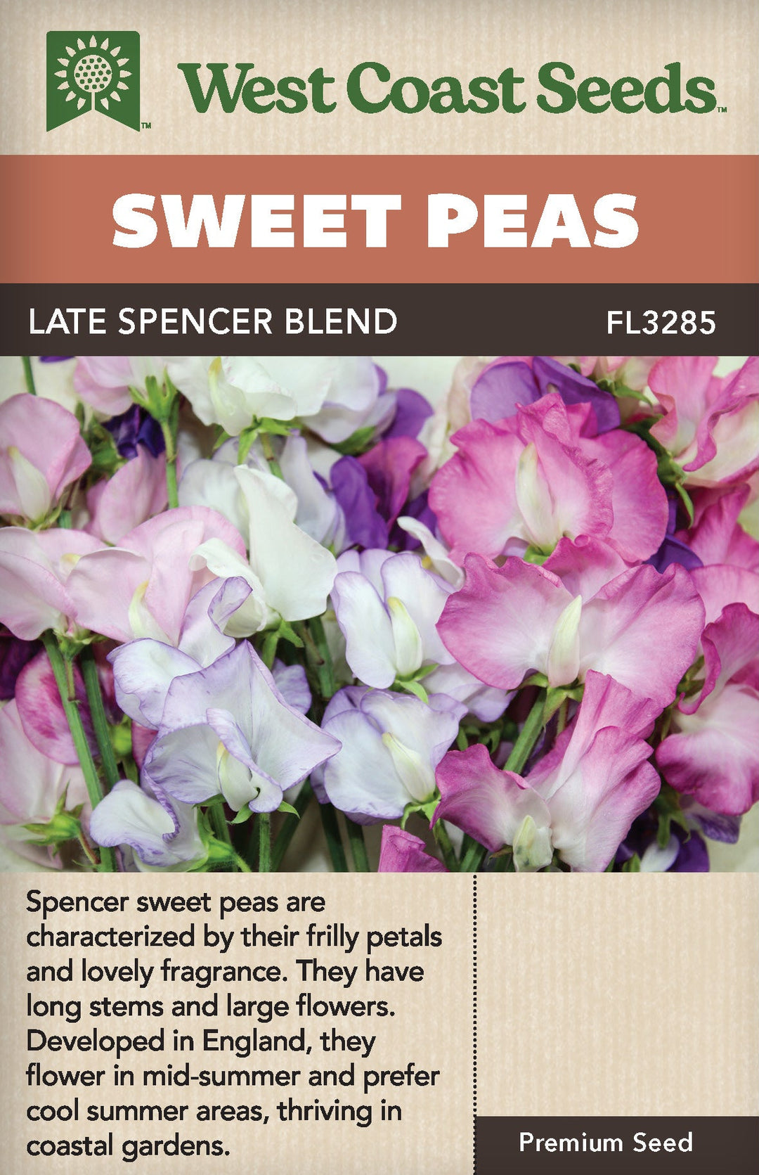 Sweet Peas Late Spencer Blend - West Coast Seeds