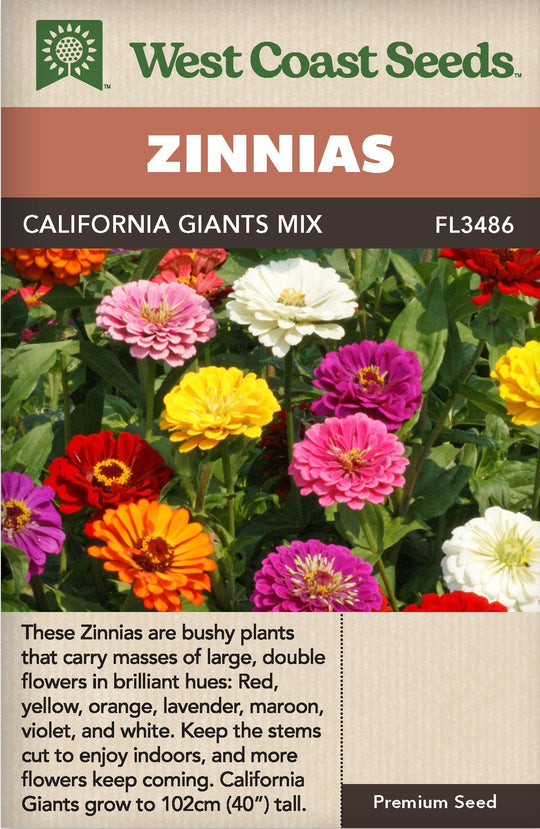 Zinnias California Giants Mix - West Coast Seeds