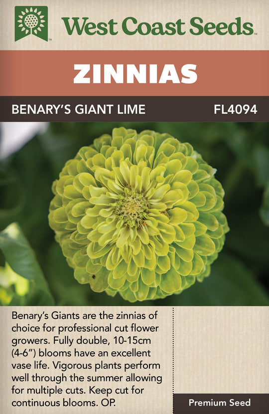 Zinnias Benary's Giant Lime - West Coast Seeds