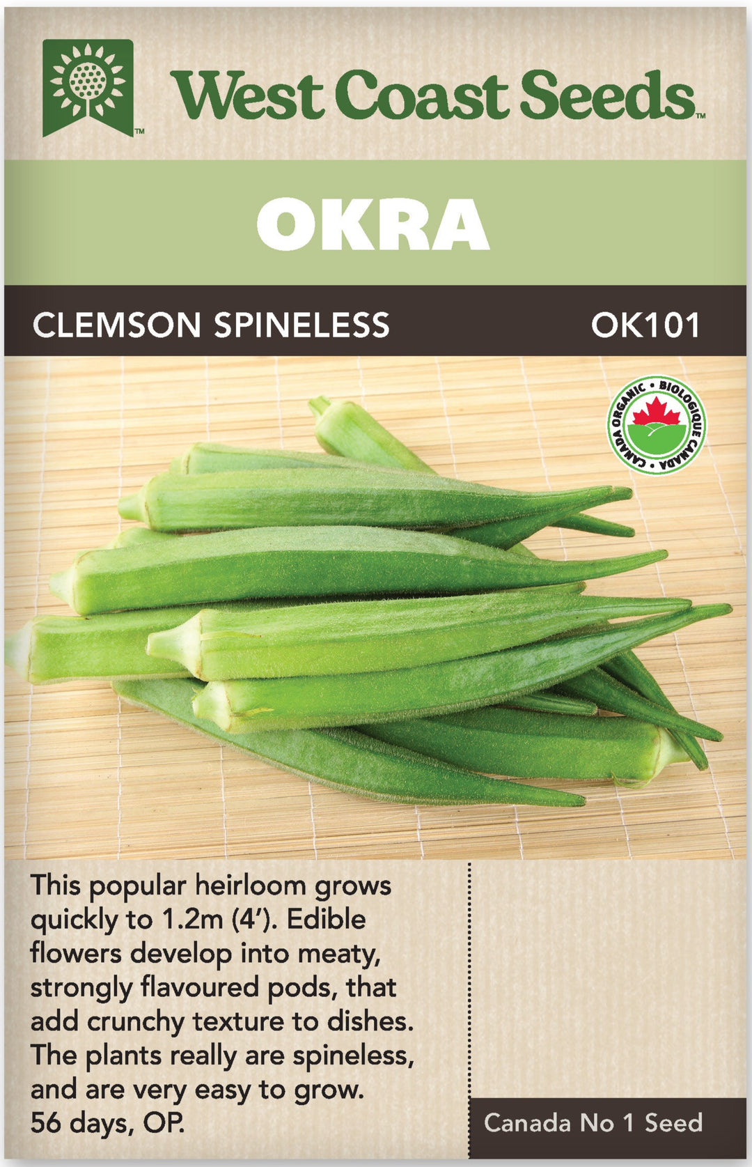 Organic Okra Clemson Spineless - West Coast Seeds