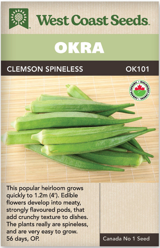 Organic Okra Clemson Spineless - West Coast Seeds