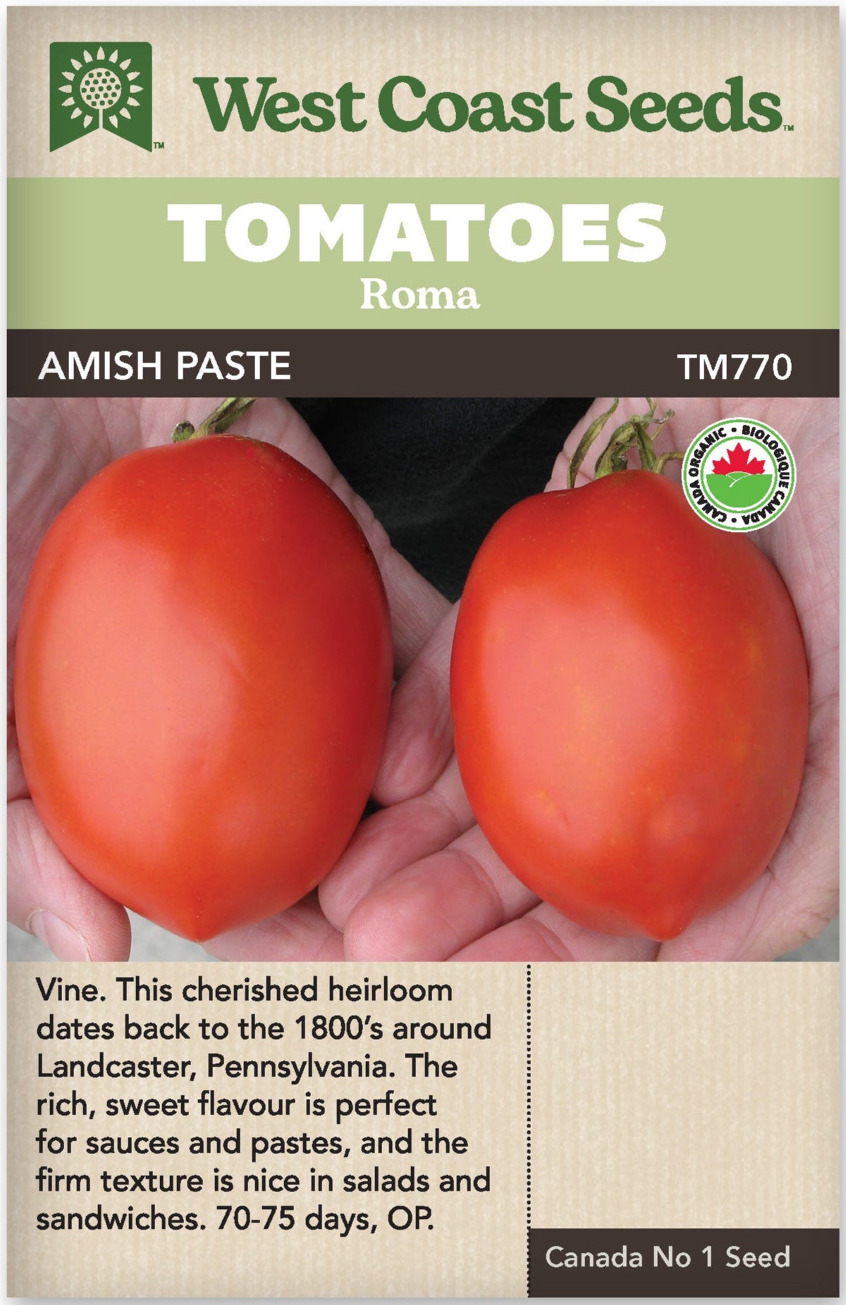 Organic Tomato Amish Paste - West Coast Seeds