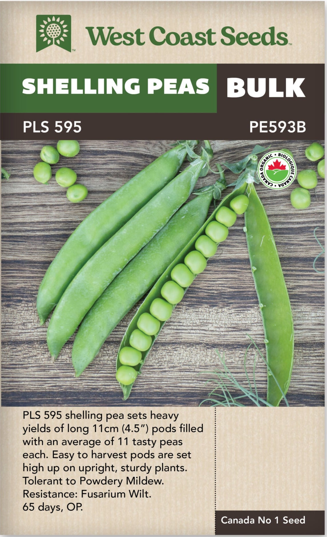 BULK Organic Shelling Pea PLS 595 - West Coast Seeds