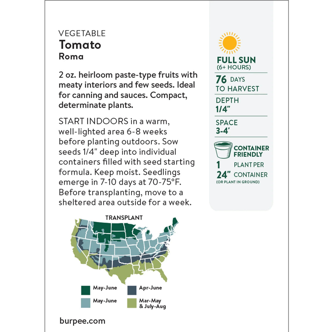 Organic Tomato Roma - Burpee Seeds