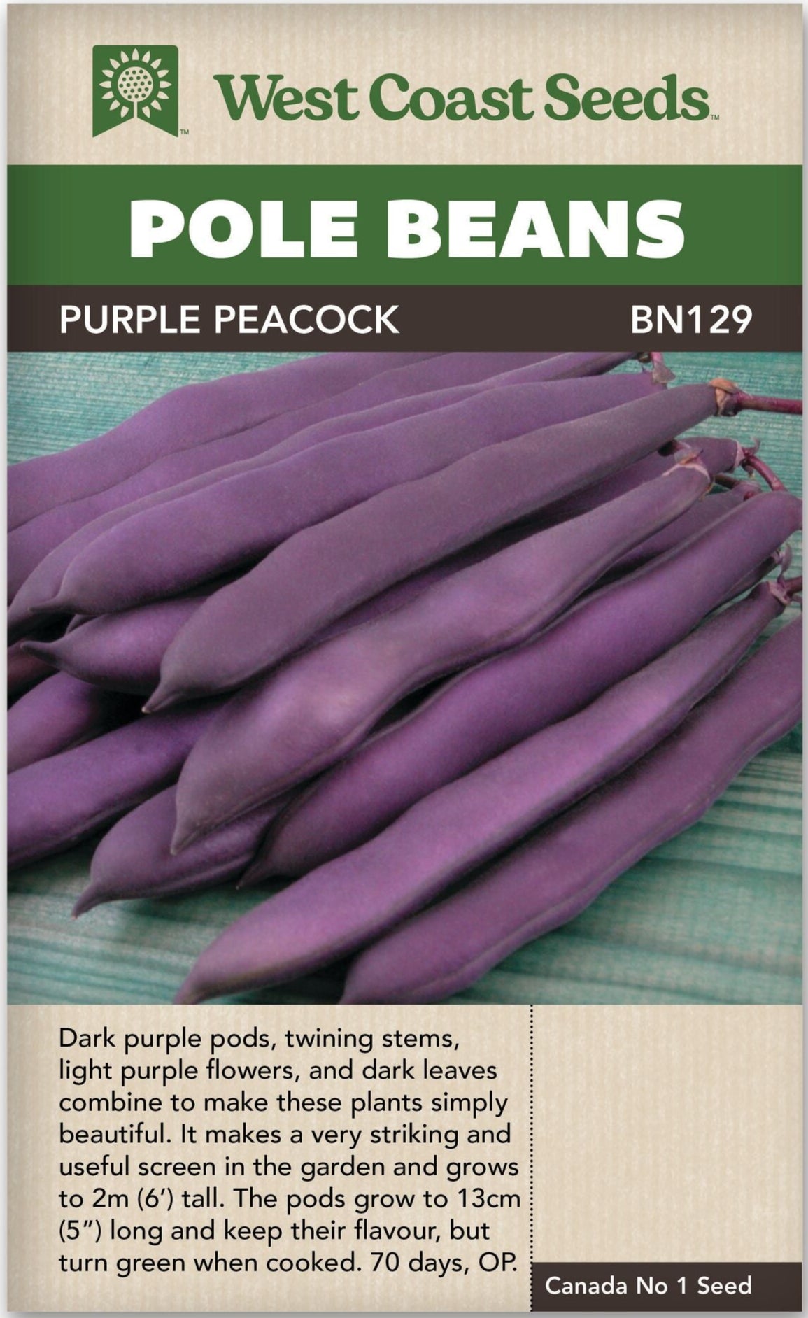 Pole Beans Purple Peacock - West Coast Seeds
