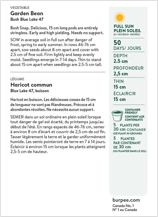 Organic Burpee's Stringless Green Pod - Burpee Seeds