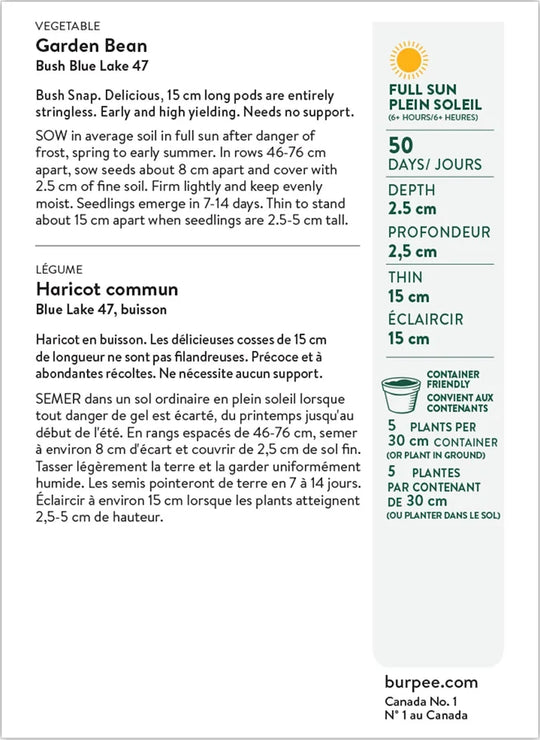 Organic Burpee's Stringless Green Pod - Burpee Seeds