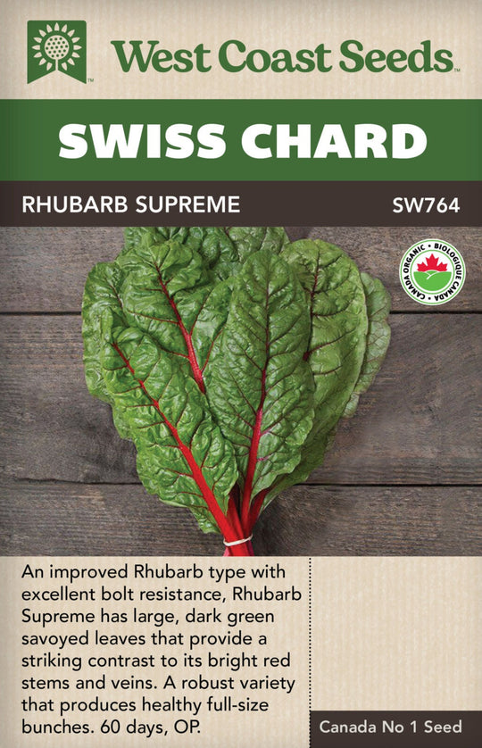 Organic Swiss Chard Rhubarb Supreme - West Coast Seeds