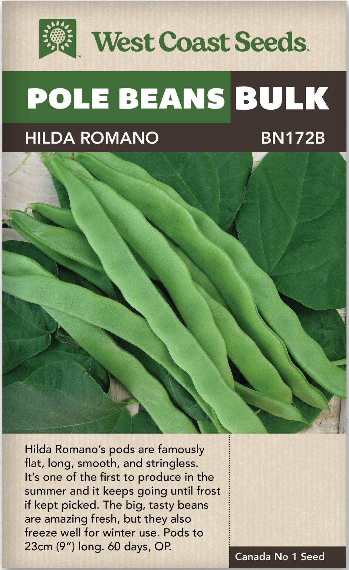 BULK Pole Bean Hilda Romano - West Coast Seeds