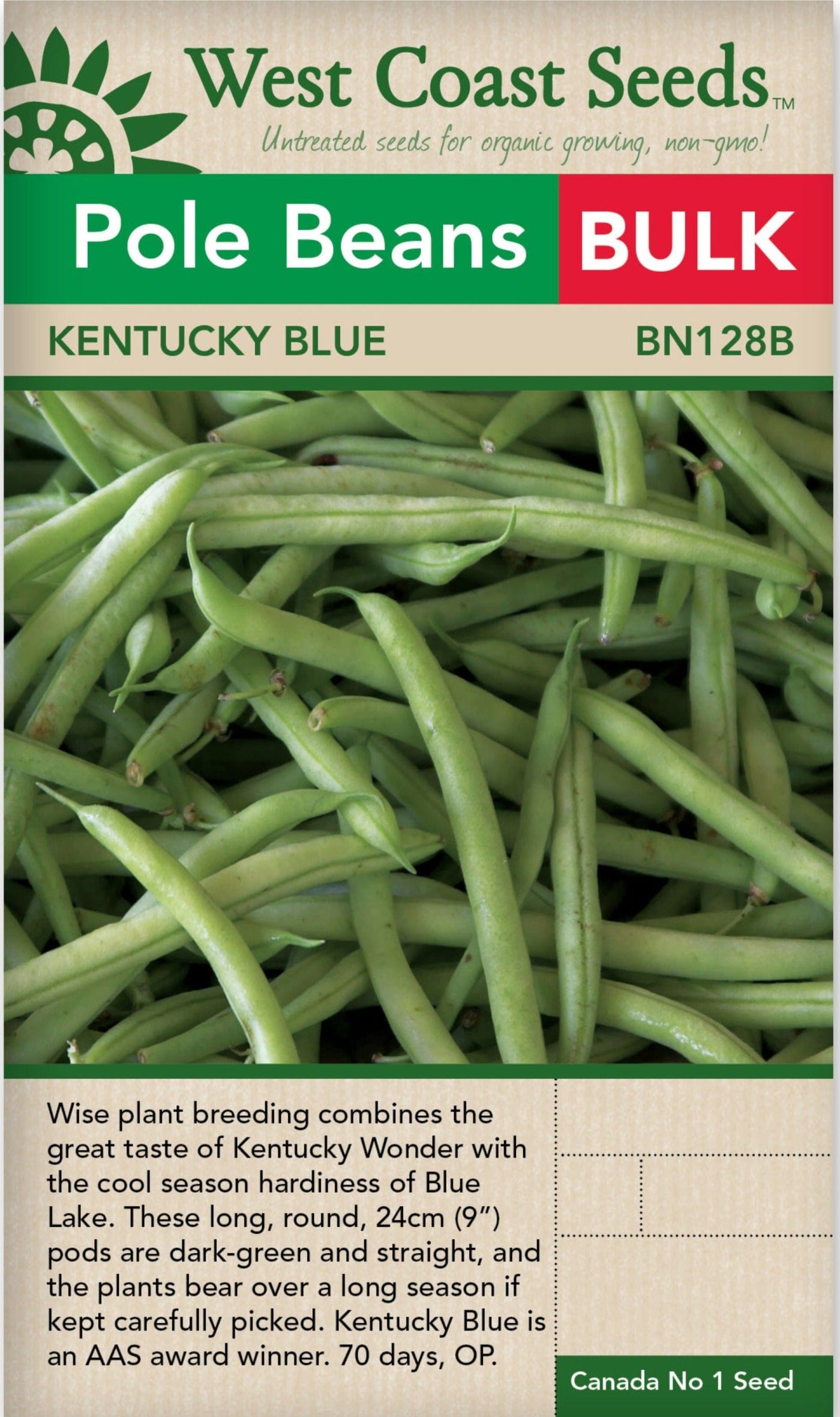 BULK Bean Kentucky Blue Pole - West Coast Seeds