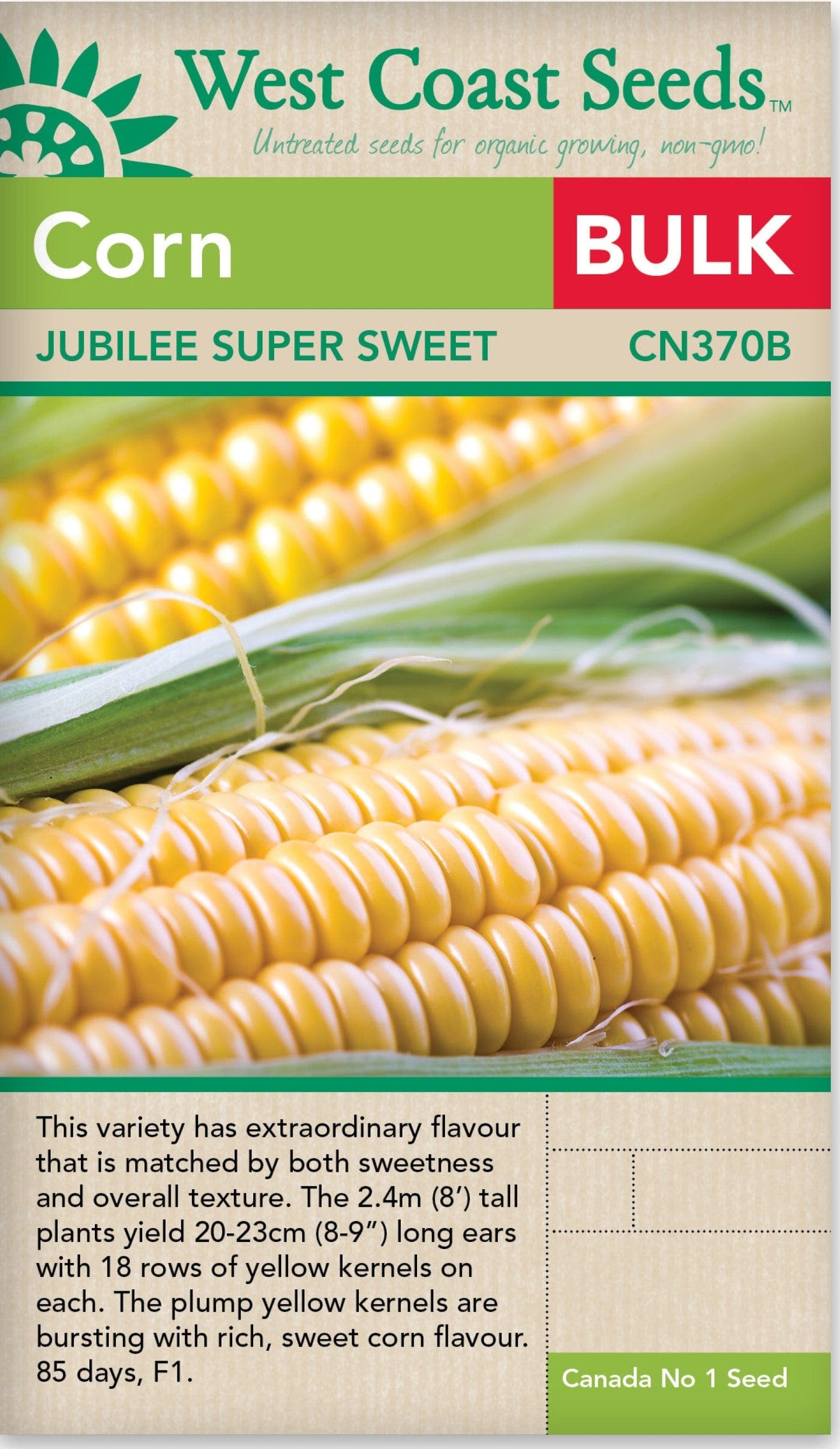 BULK Corn Jubilee Super Sweet - West Coast Seeds