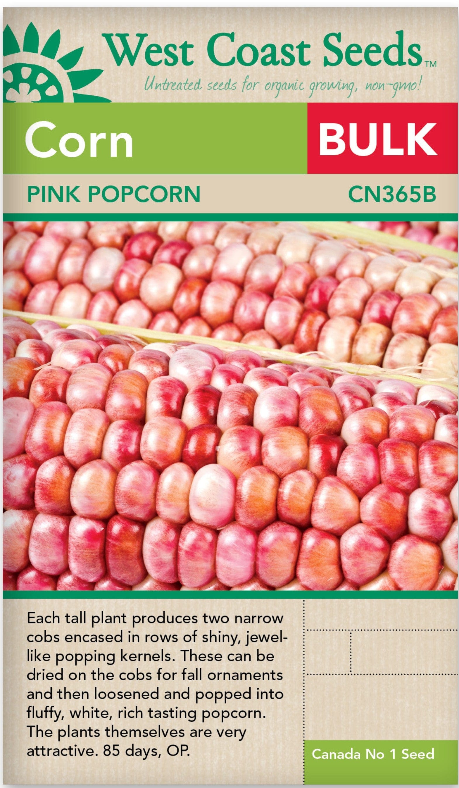 BULK Corn Pink Popcorn - West Coast Seeds