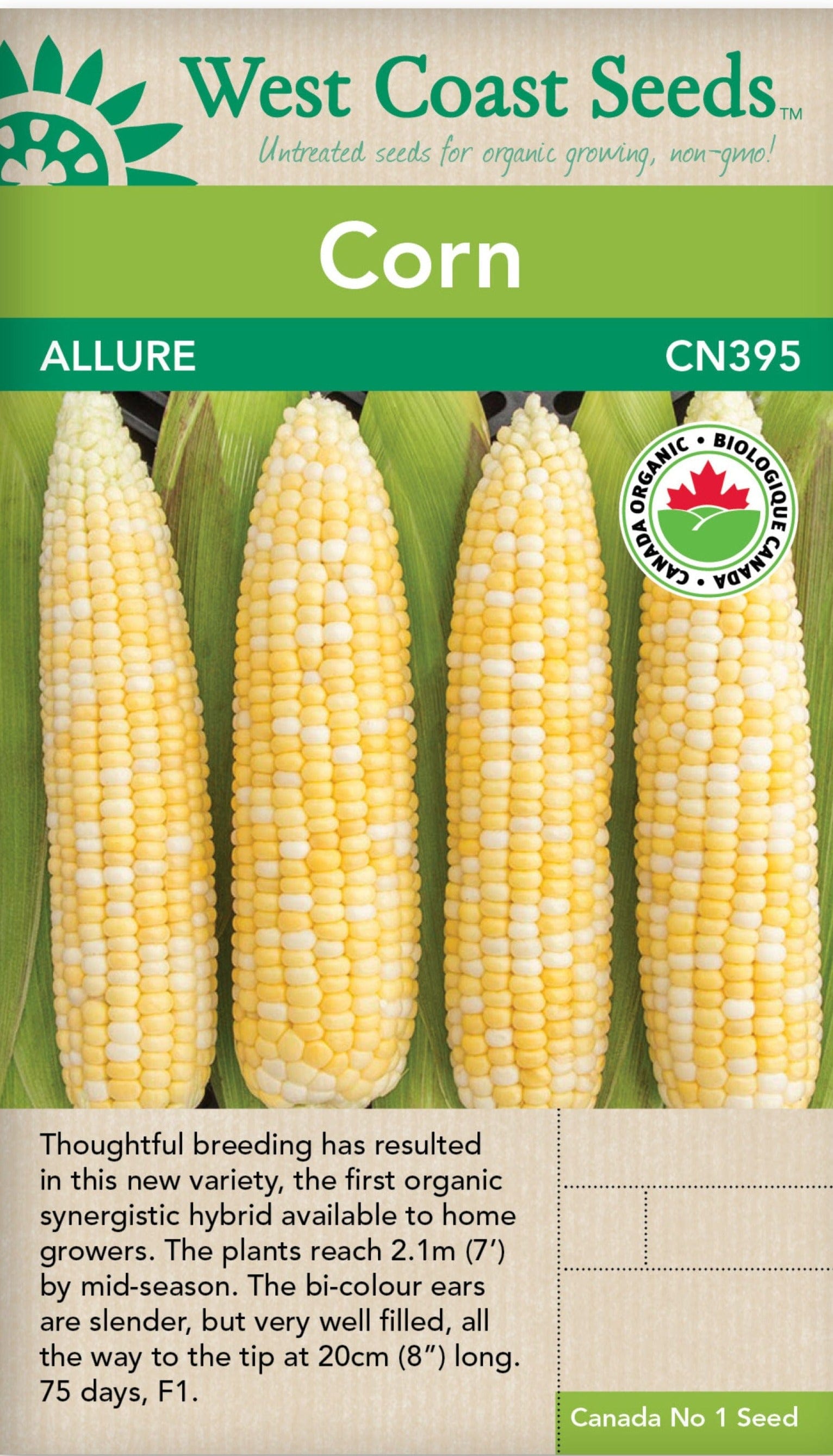 BULK Organic Corn Allure - West Coast Seeds