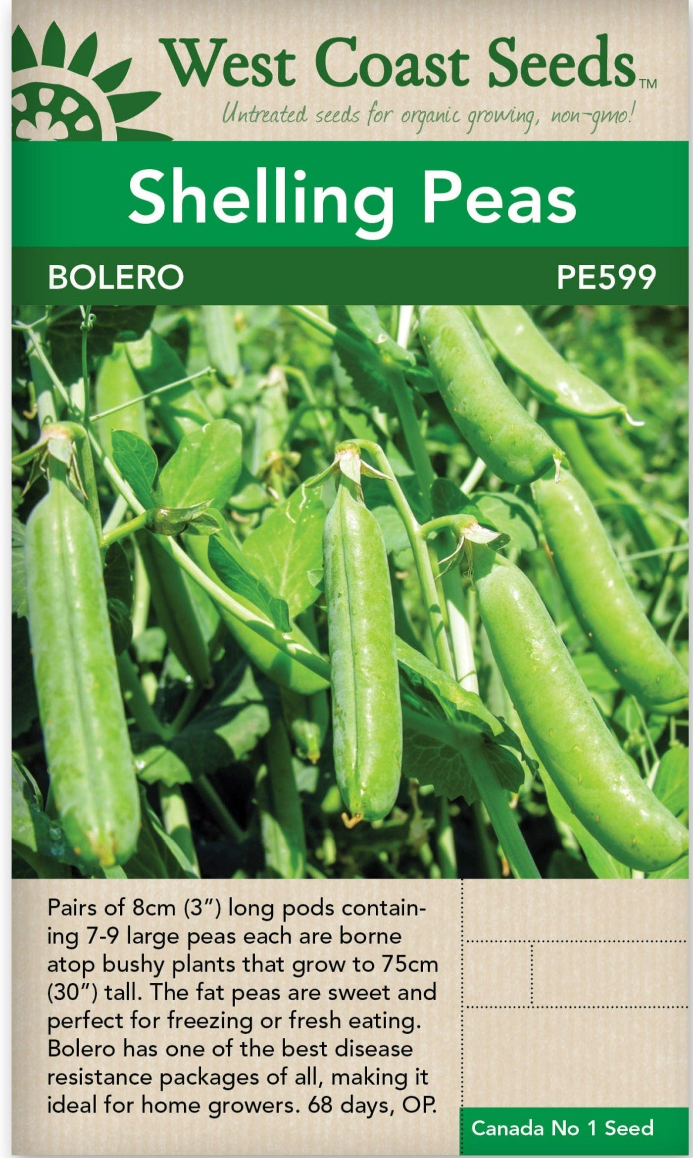 BULK Pea Shelling Bolero - West Coast Seeds