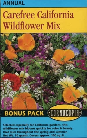 Carefree California Wildflower Mix BONUS PACK - Cornucopia Seeds