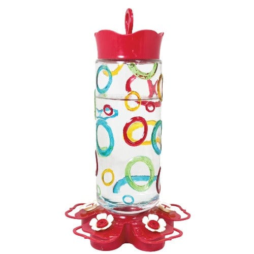 Hummingbird Feeder Glass Coloured Rings 