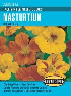 Nasturtium Tall Single Mixed Colours - Cornucopia Seeds