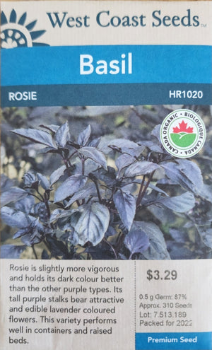 Organic Basil Rosie - West Coast Seeds